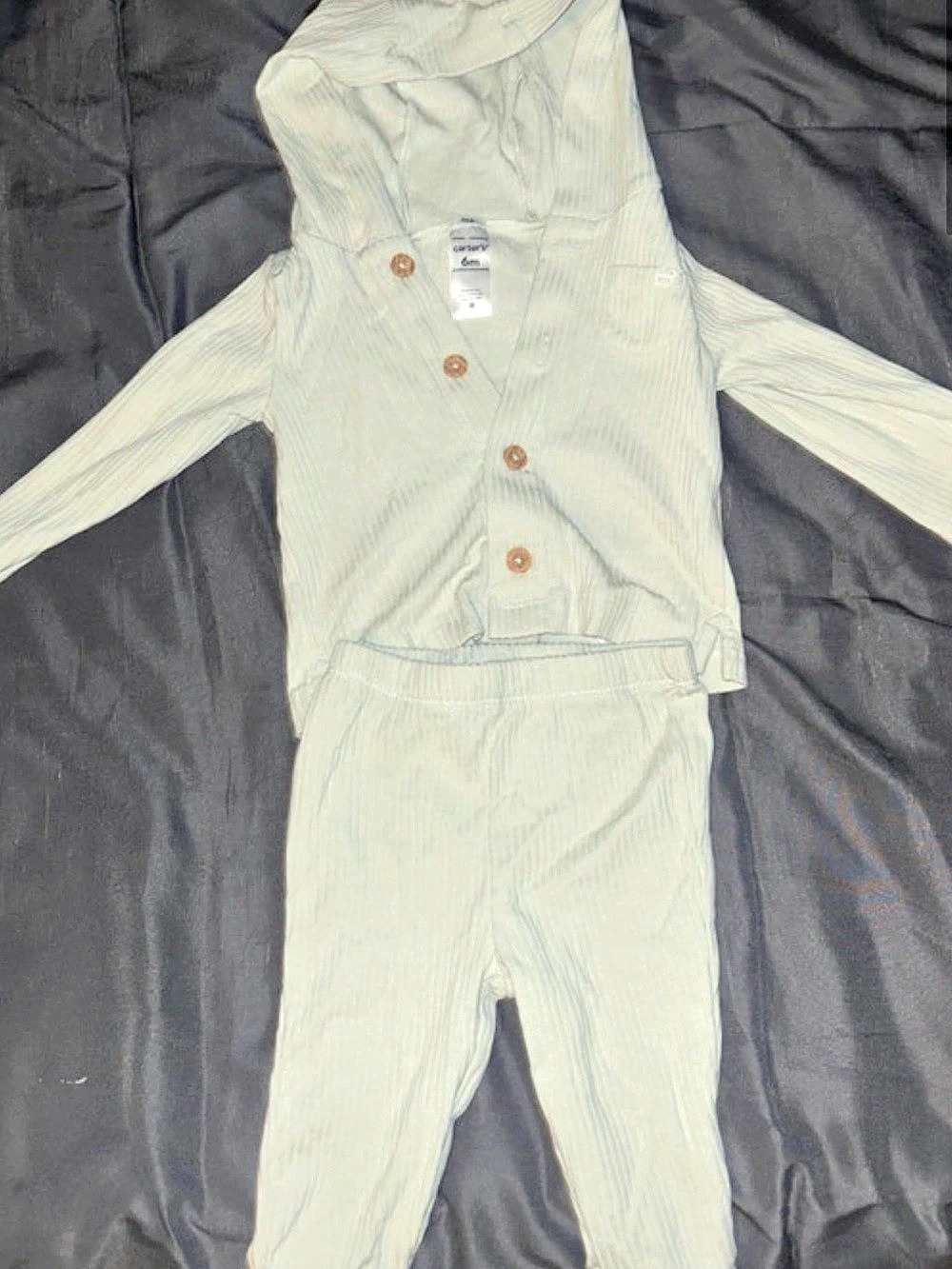 Carter's Ribbed Hoodie and Pant Set Green Baby 6M